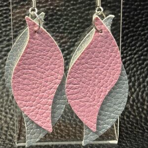 Chic Pink and Silver Leaf Earrings